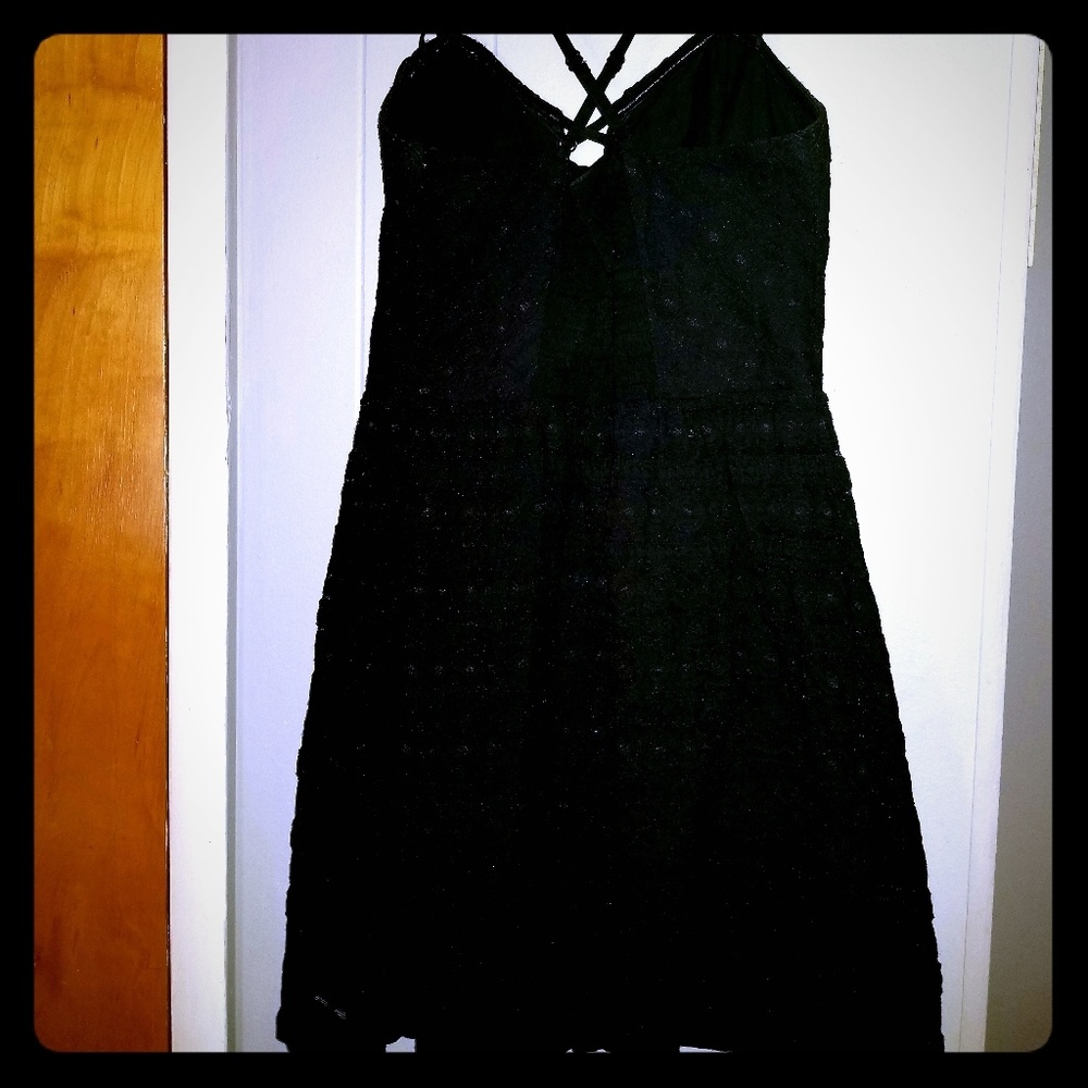 Guess Sexy criss cross black cocktail knee gown